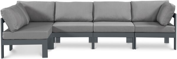 Nizuc 120" Water Resistant Fabric Upholstered Outdoor Patio 5pc. Modular Sectional