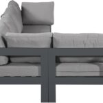 Nizuc 120" Water Resistant Fabric Upholstered Outdoor Patio 5pc. Modular Sectional