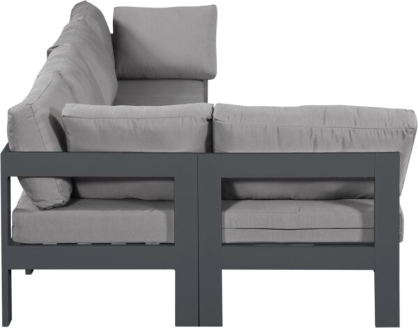 Nizuc 120" Water Resistant Fabric Upholstered Outdoor Patio 5pc. Modular Sectional