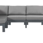 Nizuc 120" Water Resistant Fabric Upholstered Outdoor Patio 5pc. Modular Sectional