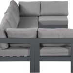 Nizuc 120" Water Resistant Fabric Upholstered Outdoor Patio 6pc. Modular Sectional