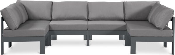 Nizuc 120" Water Resistant Fabric Upholstered Outdoor Patio 6pc. Modular Sectional