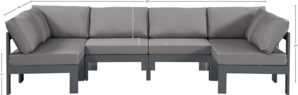 Nizuc 120" Water Resistant Fabric Upholstered Outdoor Patio 6pc. Modular Sectional