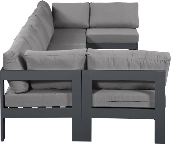 Nizuc 150" Water Resistant Fabric Upholstered Outdoor Patio 7pc. Modular Sectional