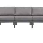 Nizuc 150" Water Resistant Fabric Upholstered Outdoor Patio 7pc. Modular Sectional