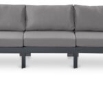 Nizuc 150" Water Resistant Fabric Upholstered Outdoor Patio 9pc. Modular Sectional