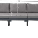 Nizuc 150" Water Resistant Fabric Upholstered Outdoor Patio 9pc. Modular Sectional