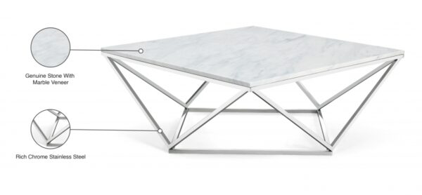Skyler Marble Top And Chrome Steel Base Coffee Table