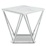 Skyler Marble Top And Chrome Steel Base End / Side Table