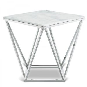 Skyler Marble Top And Chrome Steel Base End / Side Table