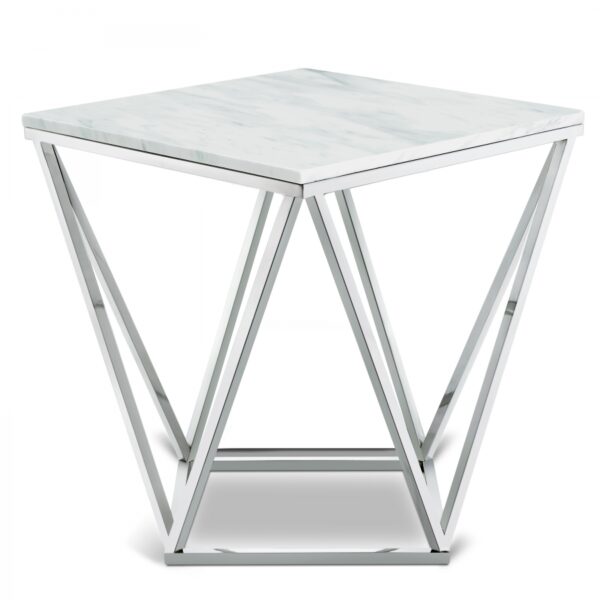 Skyler Marble Top And Chrome Steel Base End / Side Table