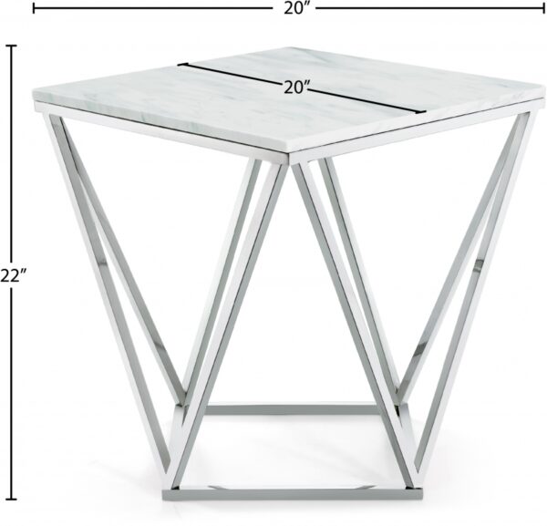 Skyler Marble Top And Chrome Steel Base End / Side Table