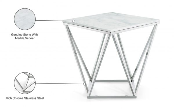 Skyler Marble Top And Chrome Steel Base End / Side Table