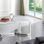 Copley Marble Veneer Top And Chrome Steel Base Coffee Table