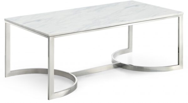 Copley Marble Veneer Top And Chrome Steel Base Coffee Table