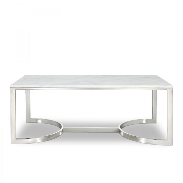 Copley Marble Veneer Top And Chrome Steel Base Coffee Table