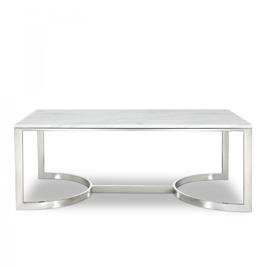 Copley Marble Veneer Top And Chrome Steel Base Coffee Table