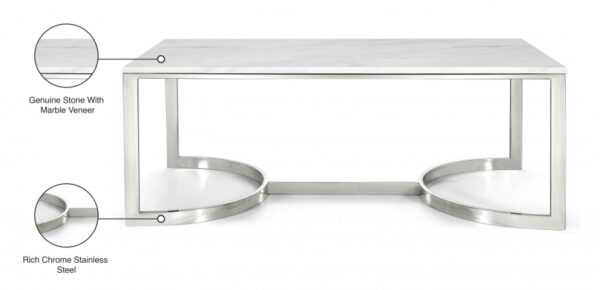 Copley Marble Veneer Top And Chrome Steel Base Coffee Table