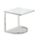 Copley Marble Veneer Top And Chrome Steel Base End / Side Table