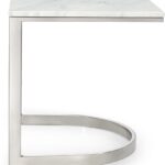 Copley Marble Veneer Top And Chrome Steel Base End / Side Table