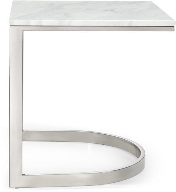 Copley Marble Veneer Top And Chrome Steel Base End / Side Table