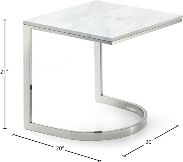 Copley Marble Veneer Top And Chrome Steel Base End / Side Table