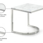 Copley Marble Veneer Top And Chrome Steel Base End / Side Table
