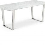 Carlton 78" Marble Veneer Top And Chrome Steel Base Dining Table