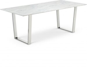 Carlton 78" Marble Veneer Top And Chrome Steel Base Dining Table