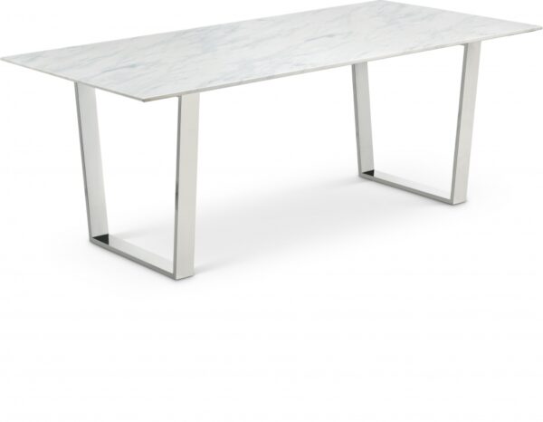 Carlton 78" Marble Veneer Top And Chrome Steel Base Dining Table