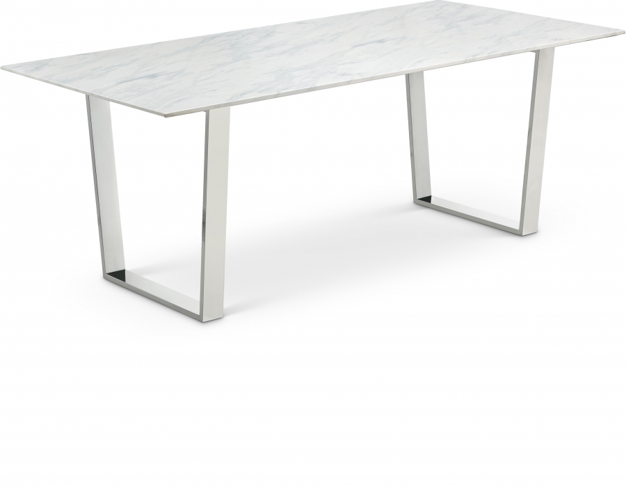 Carlton 78" Marble Veneer Top And Chrome Steel Base Dining Table