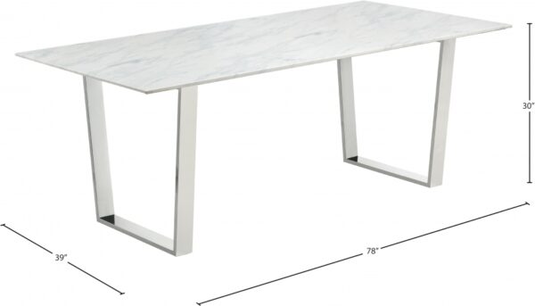 Carlton 78" Marble Veneer Top And Chrome Steel Base Dining Table