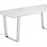 Carlton 78" Marble Veneer Top And Chrome Steel Base Dining Table