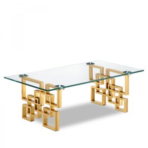 Pierre Glass Top And Gold Steel Base Coffee Table