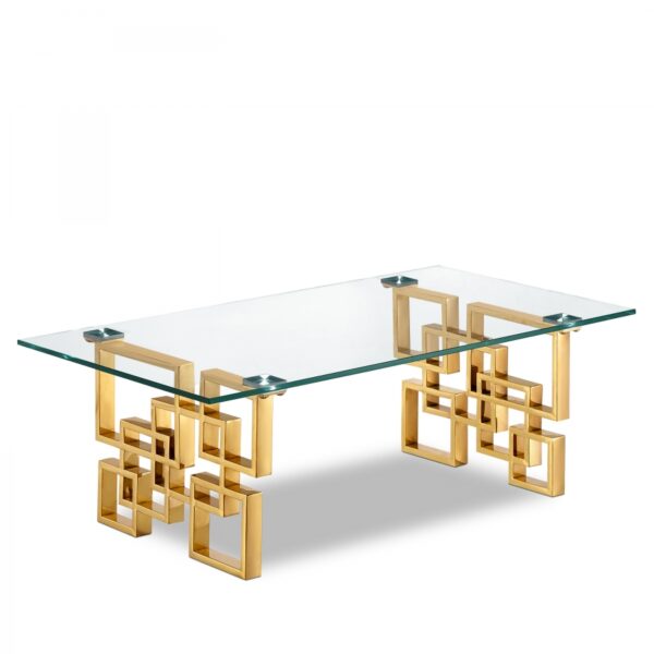 Pierre Glass Top And Gold Steel Base Coffee Table