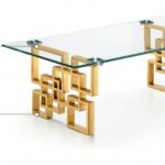 Pierre Glass Top And Gold Steel Base Coffee Table