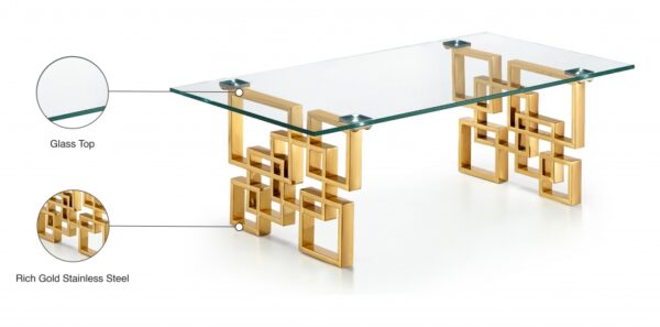 Pierre Glass Top And Gold Steel Base Coffee Table