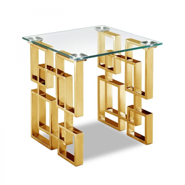 Pierre Glass Top And Gold Steel Base End / Side Table