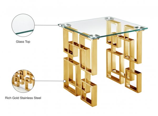 Pierre Glass Top And Gold Steel Base End / Side Table