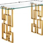 Pierre Glass Top And Gold Steel Base Console Table