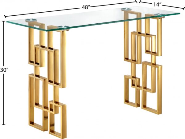 Pierre Glass Top And Gold Steel Base Console Table