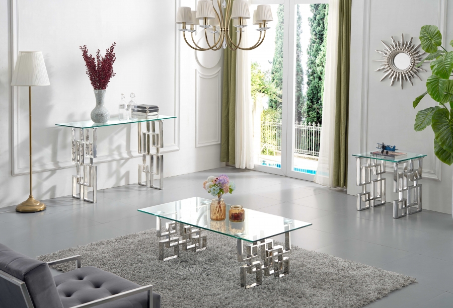 Alexis Glass Top And Chrome Steel Base Coffee Table