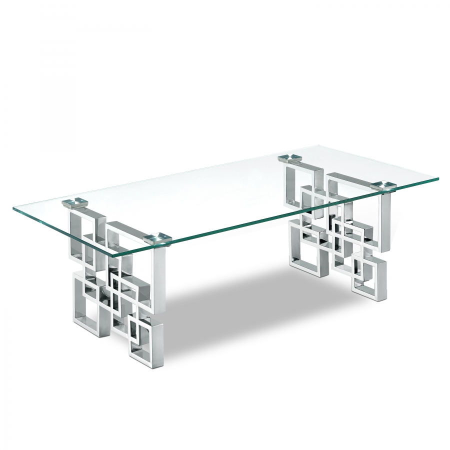 Alexis Glass Top And Chrome Steel Base Coffee Table