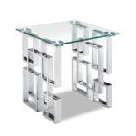 Alexis Glass Top And Chrome Steel Base End / Side Table