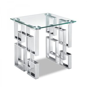 Alexis Glass Top And Chrome Steel Base End / Side Table