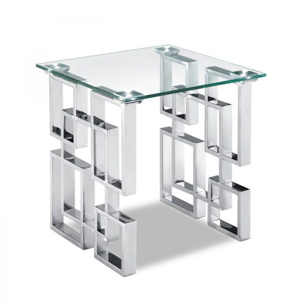 Alexis Glass Top And Chrome Steel Base End / Side Table