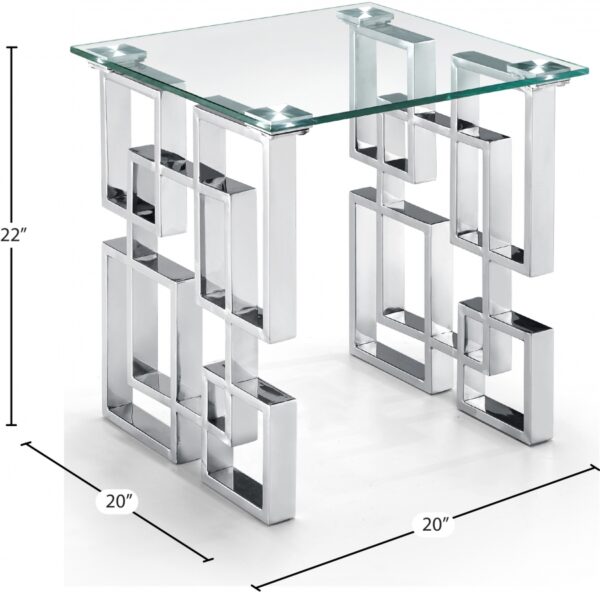 Alexis Glass Top And Chrome Steel Base End / Side Table