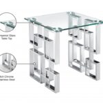 Alexis Glass Top And Chrome Steel Base End / Side Table