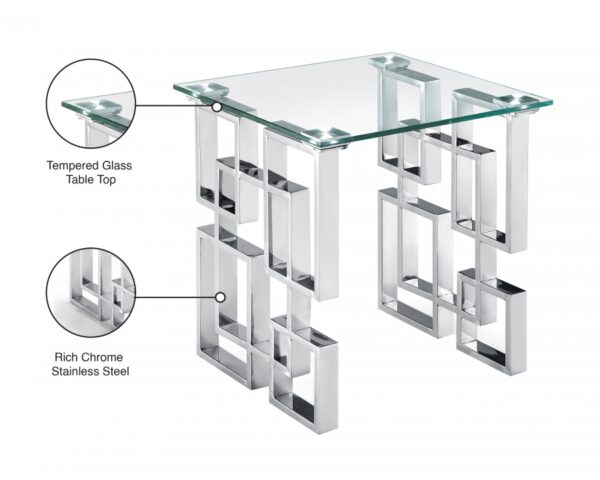 Alexis Glass Top And Chrome Steel Base End / Side Table