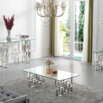 Alexis Glass Top And Chrome Steel Base Console Table